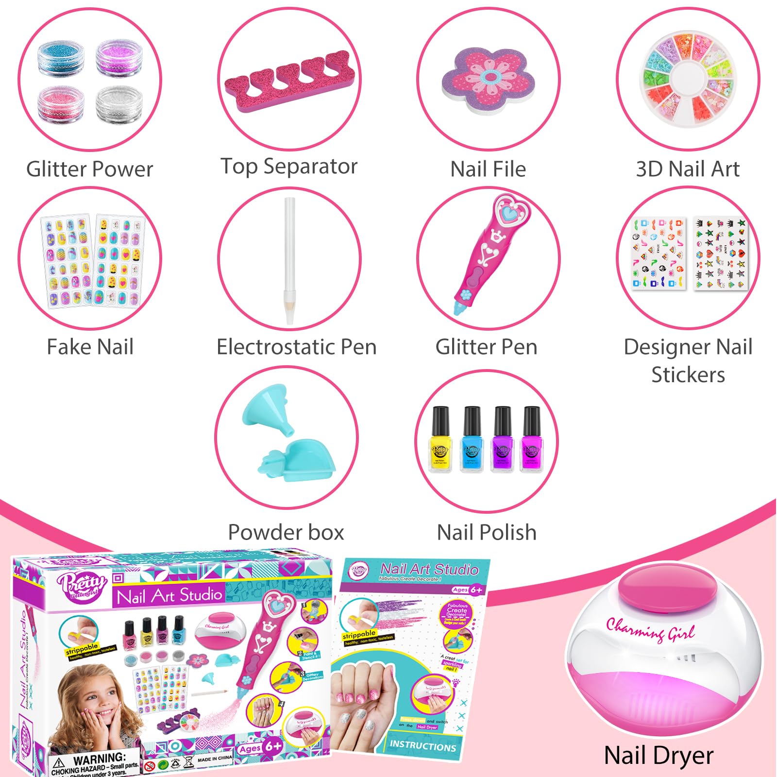 BATTOP Nail Polish bottles deliver safe, washable color for kids.