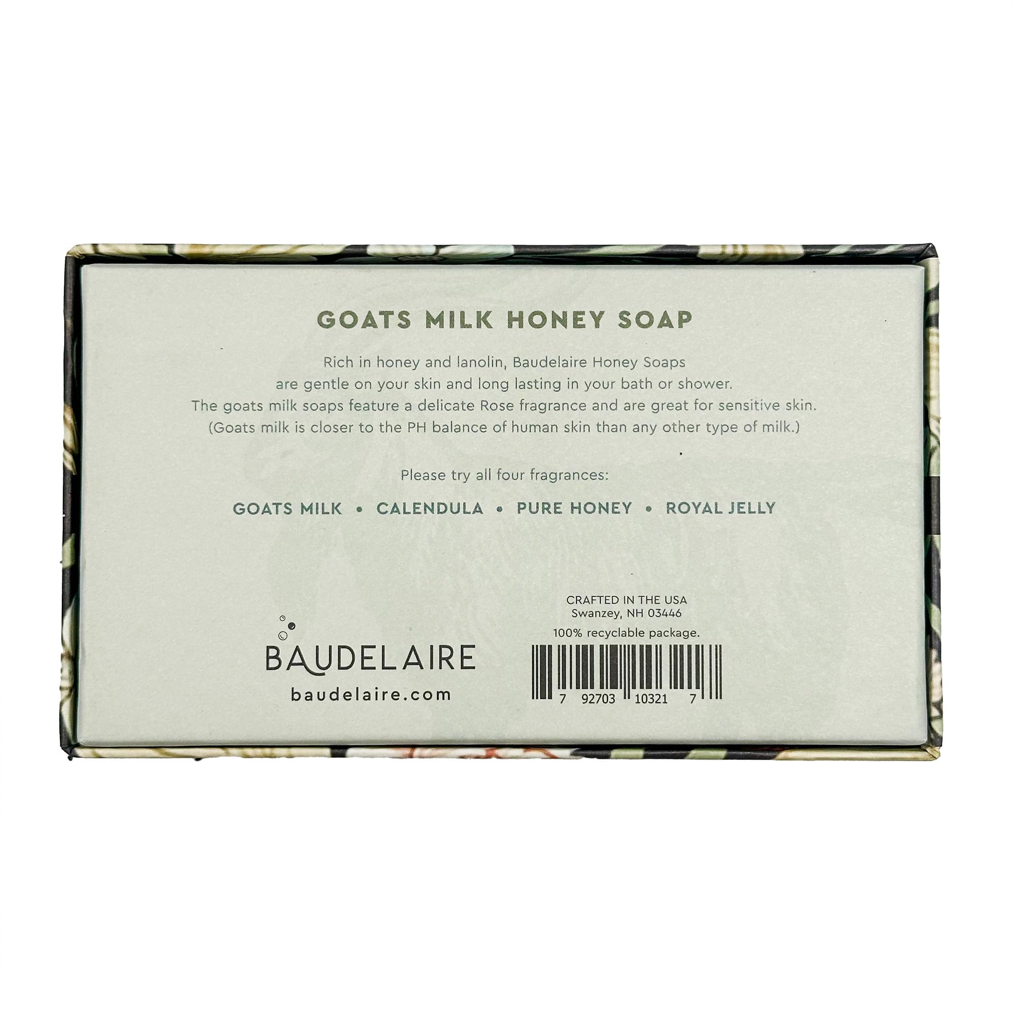 Baudelaire Honey Soap Goat's Milk Bar B: nourishing lather for daily use