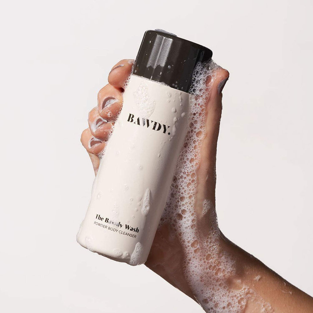 BAWDY The Wash travel-size 3oz bottle fits gym bags.