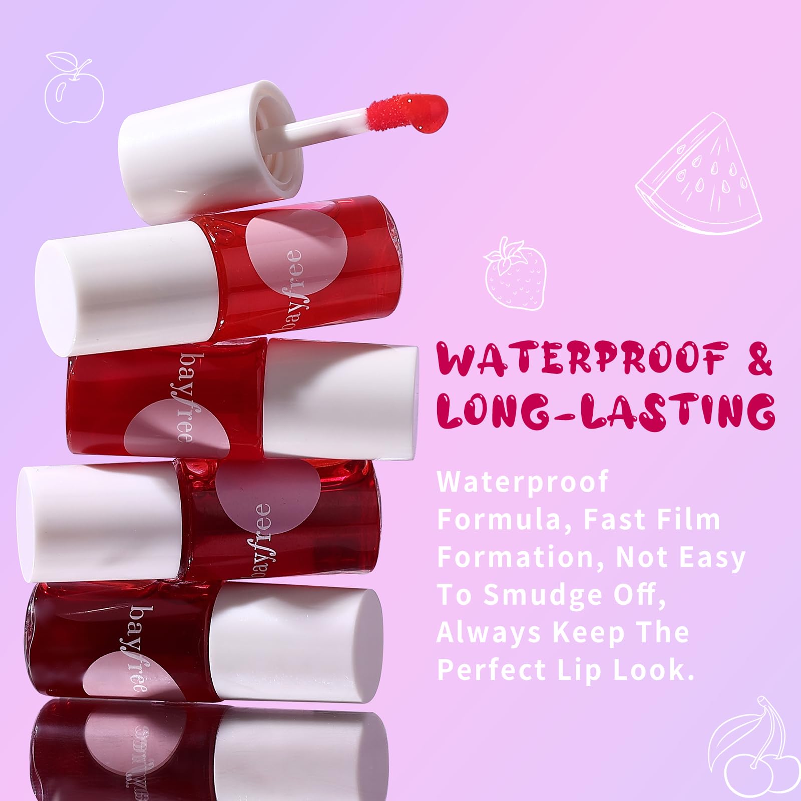 Bayfree Lip Tint Stain applicator close-up demonstrates smooth application.