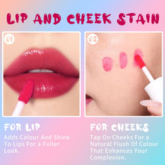 Bayfree Lip Tint Stain works on lips and cheeks for cohesive look.