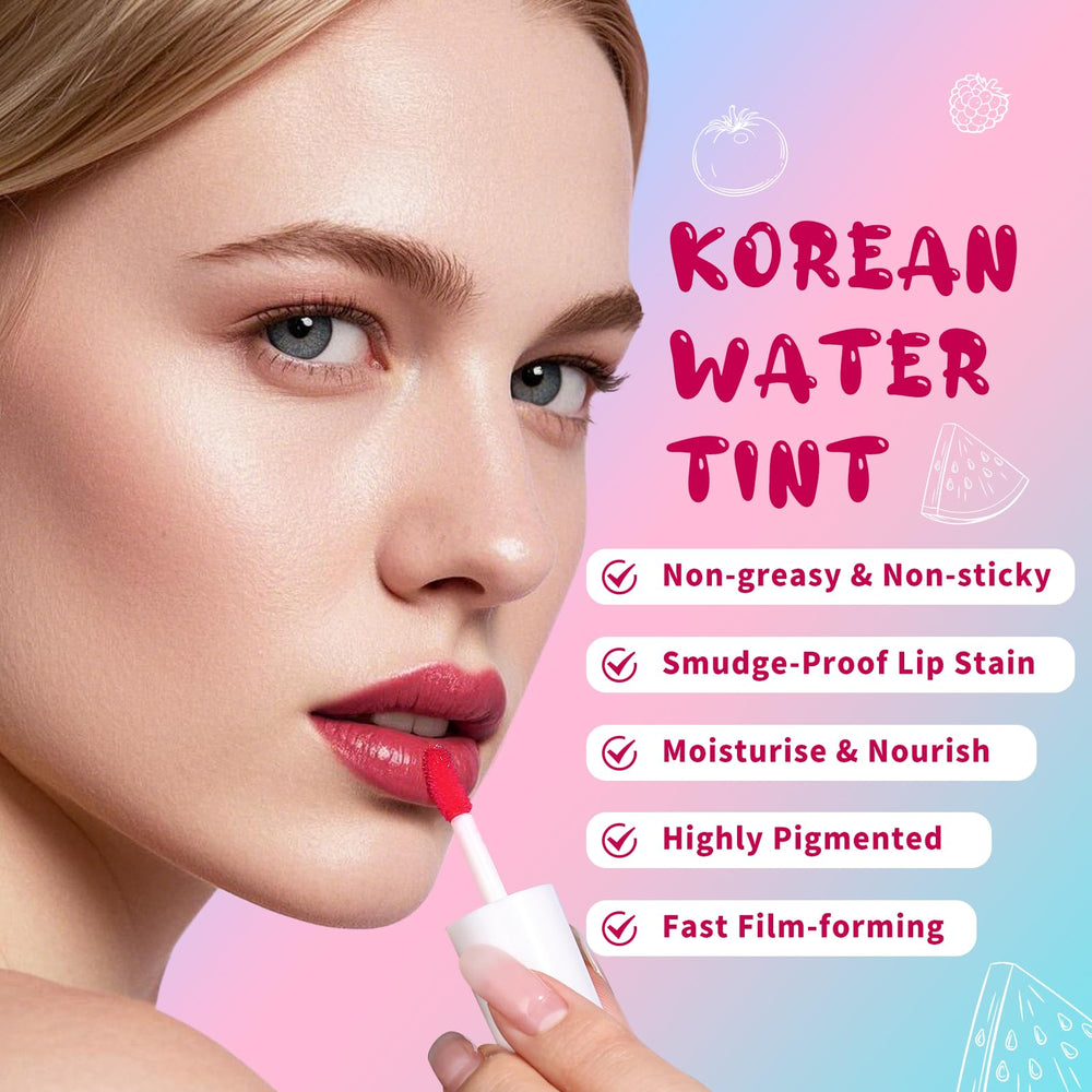 Bayfree Lip Tint Stain shade swatches show vibrant, lightweight color.