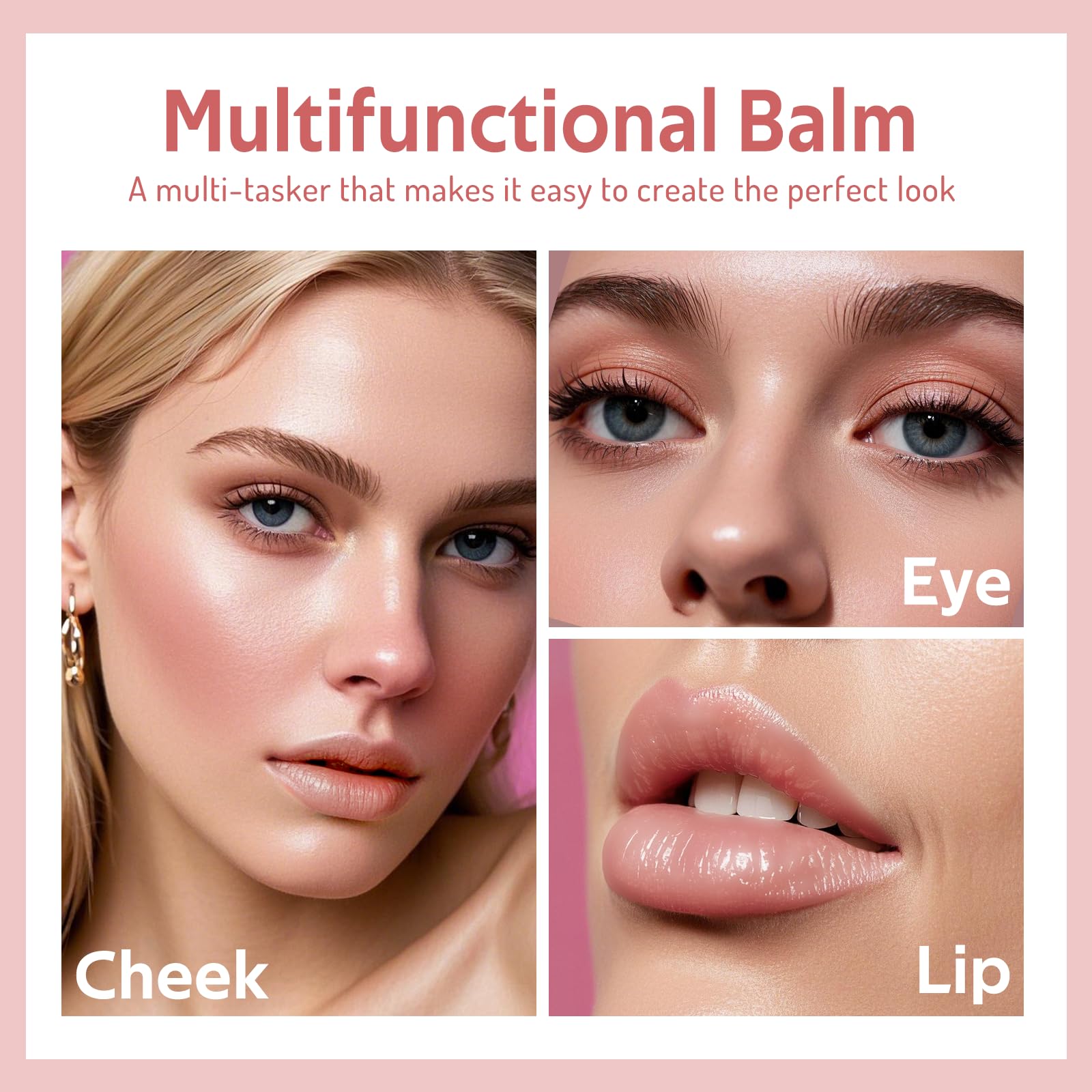 Bayfree Multi Cream Blush applied on cheeks and lips shows versatile color payoff.