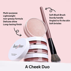 Bayfree blush brush handle close-up showing sturdy grip for precise application.