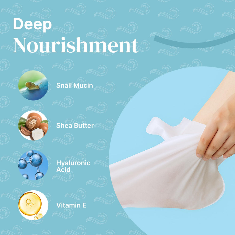 Bayside Foot Mask shea butter ingredient highlights nourishing care.