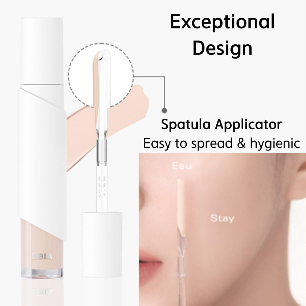 BBIA EAU Stay Concealer packaging displays hygienic spatula included for clean use.