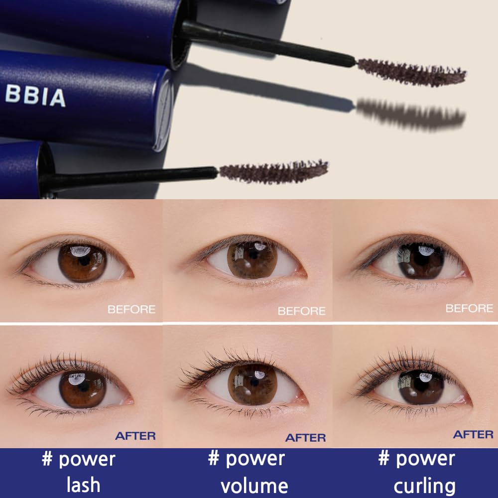 BBIA Never Die Mascara 2 Color Power Brown soft curved brush enables easy application.