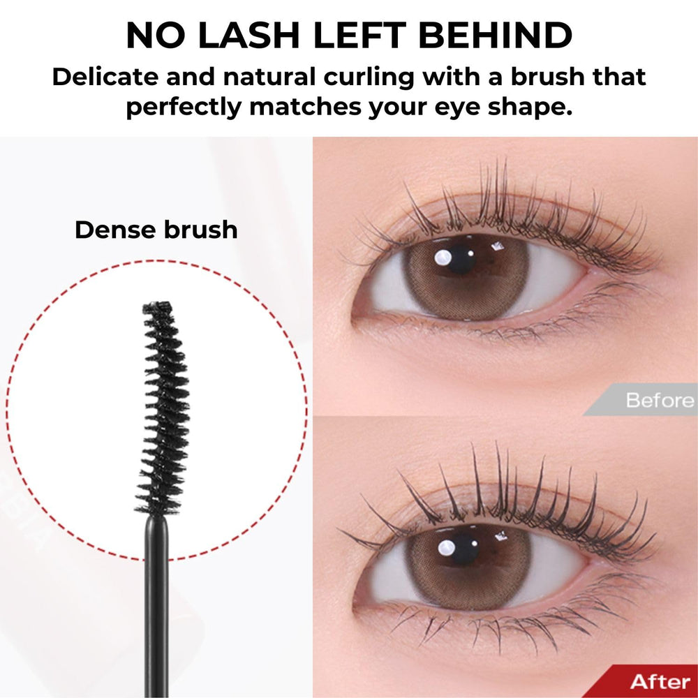 BBIA Never Die Mascara Extreme on lashes showing defined curl and lift.