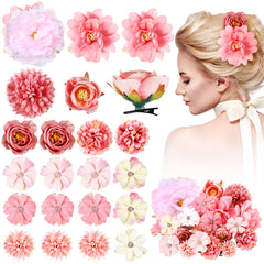 BBTO rose flower hair clip with 3D petals, ideal for wedding day styling.