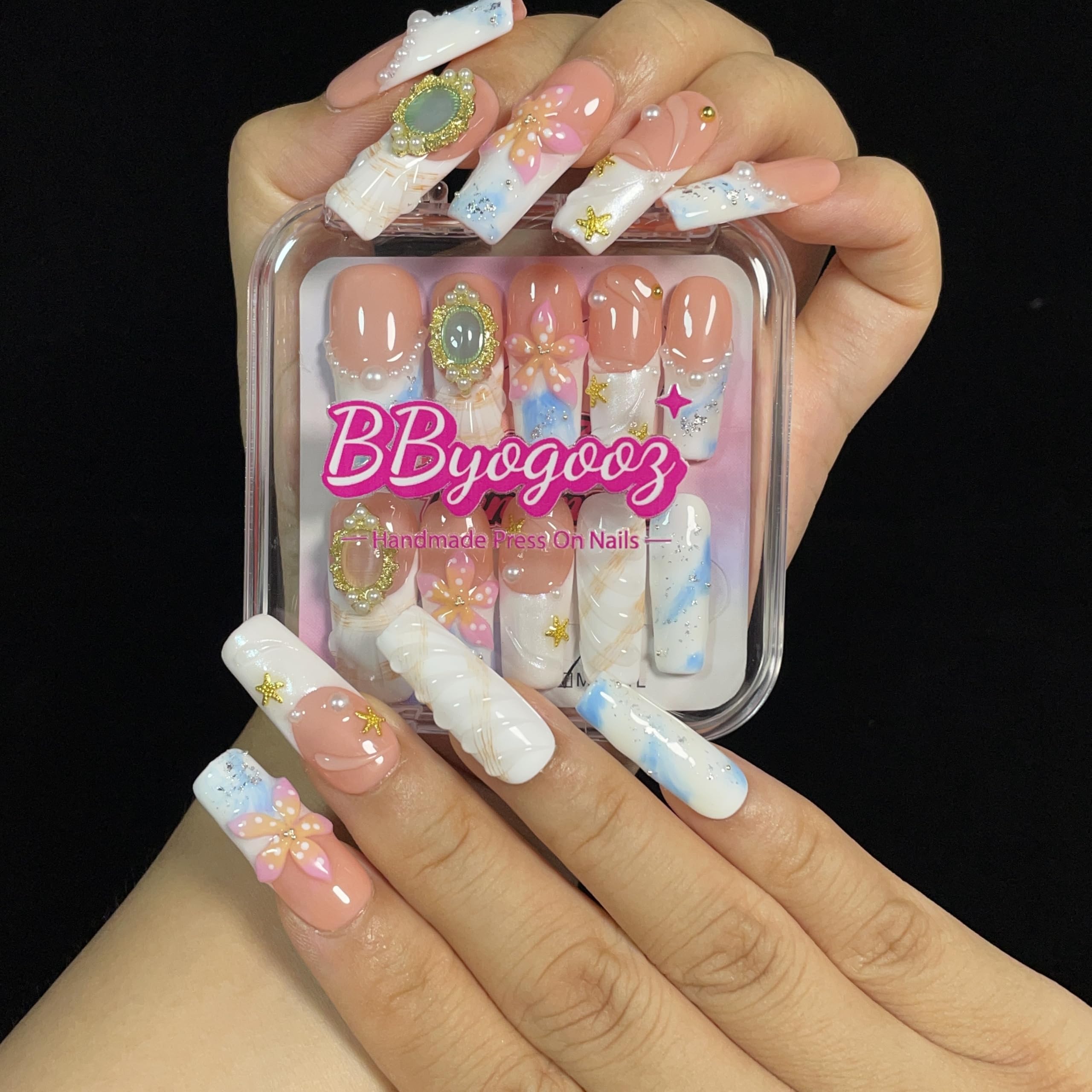 BByogooz handcrafted acrylic nails offer durable, natural-looking coverage.