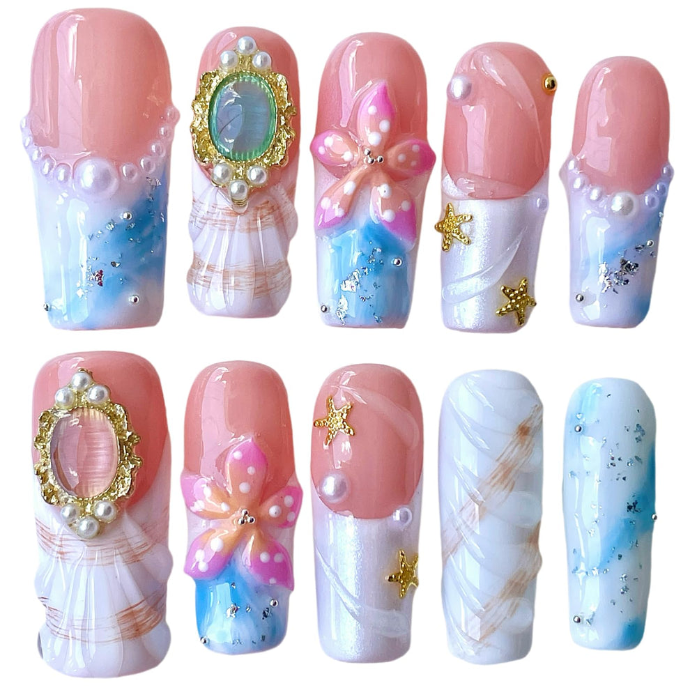 BByogooz pink-blue ombre nails provide a chic gradient look.