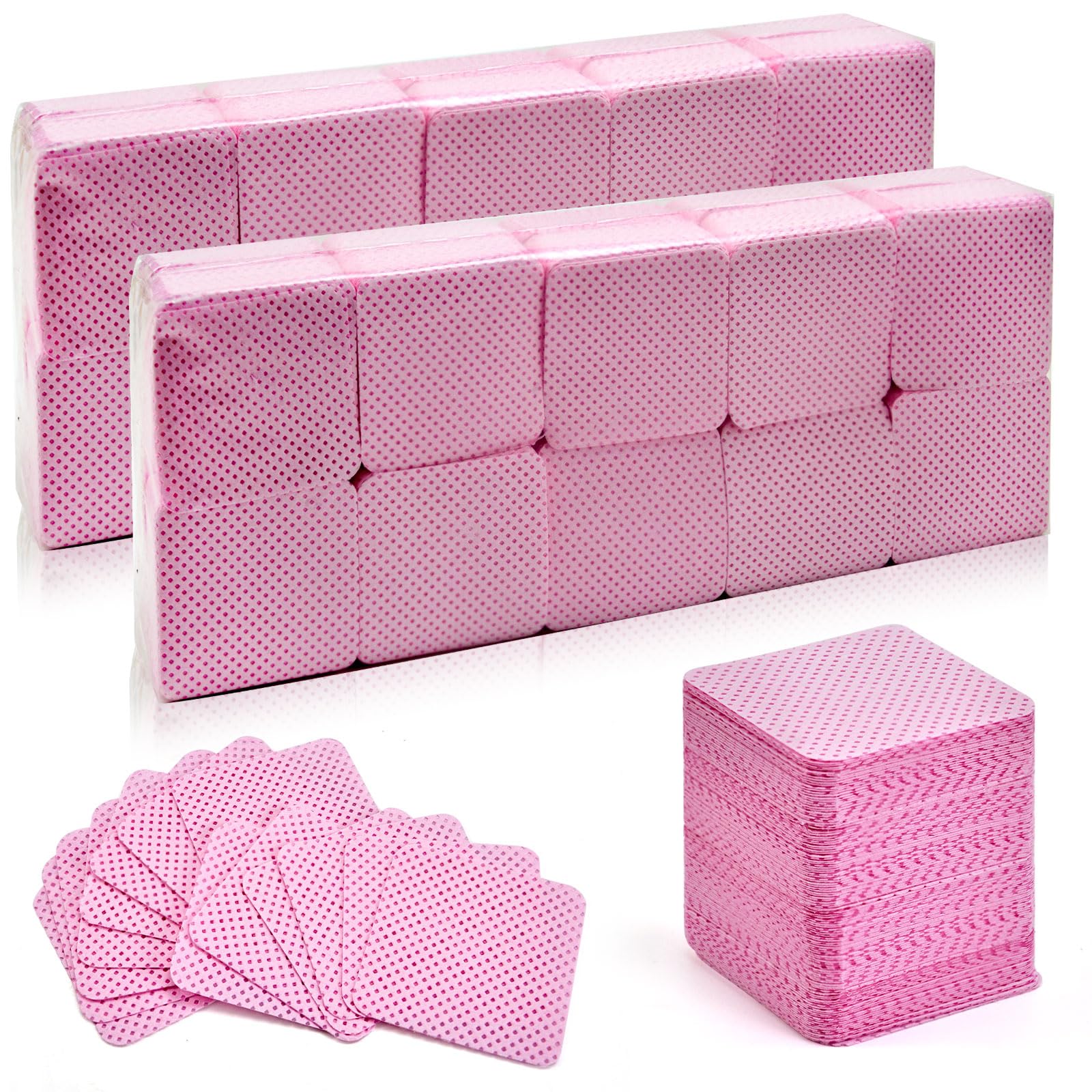 BCOWOS pink lint-free nail wipes stored in a case for easy nail care.