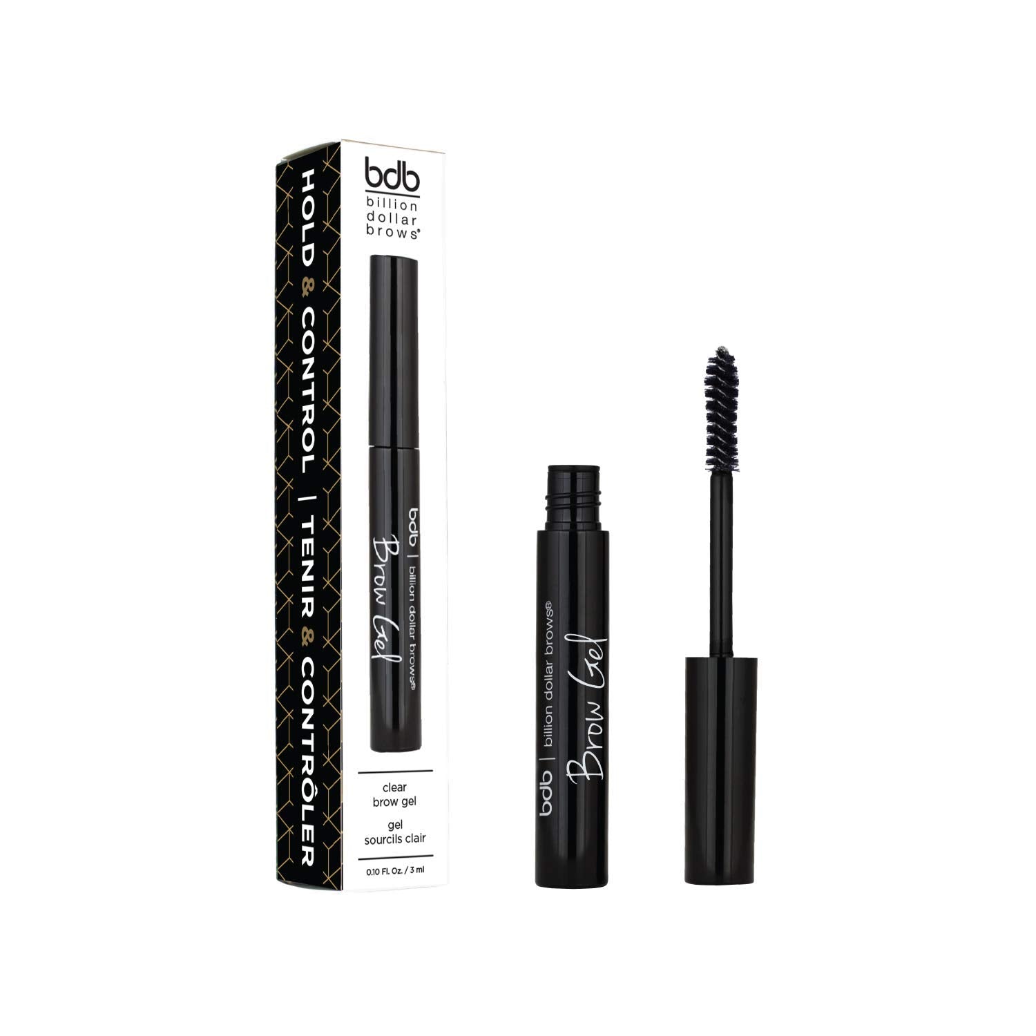 Billion Dollar Brows clear gel on bare brows for natural definition.