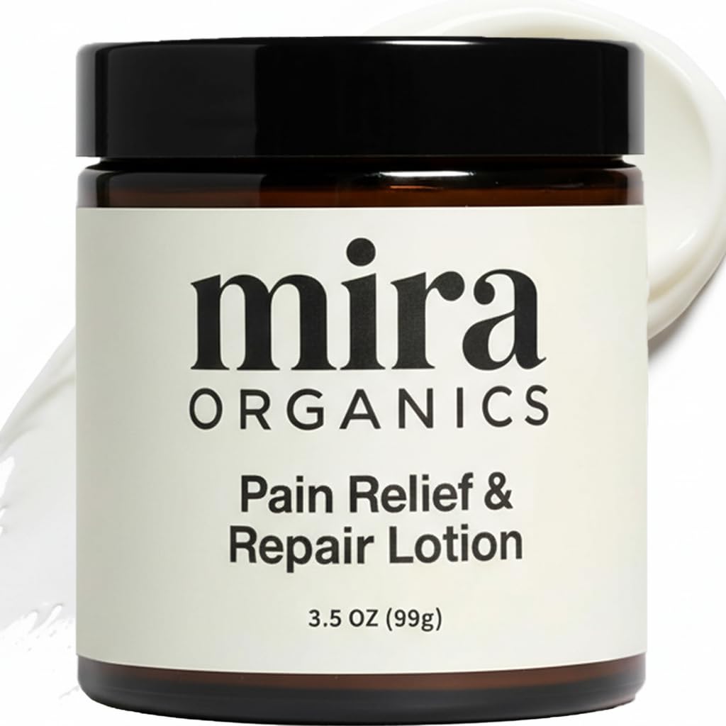 BDQBDQ Mira Organics Pain Relief Cream bottle for quick absorption and daily comfort.