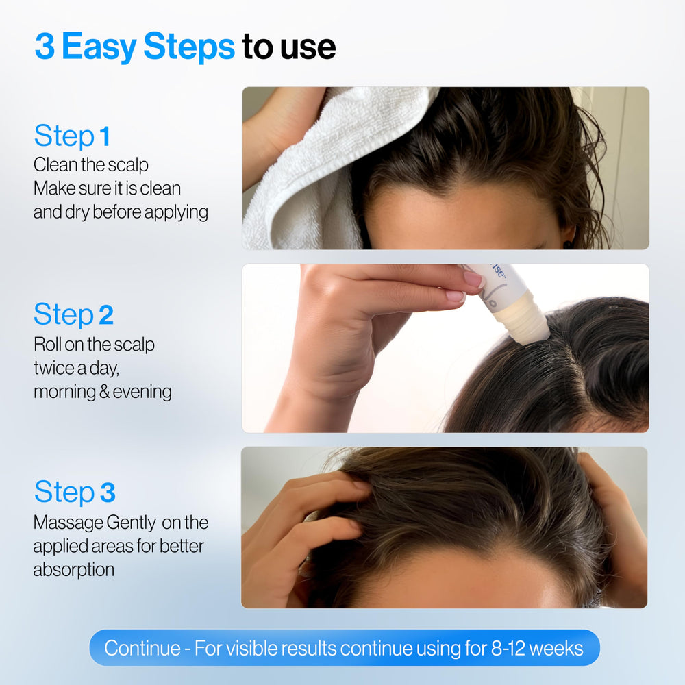 Be Bodywise daily scalp massage demonstrating a 2-minute routine.