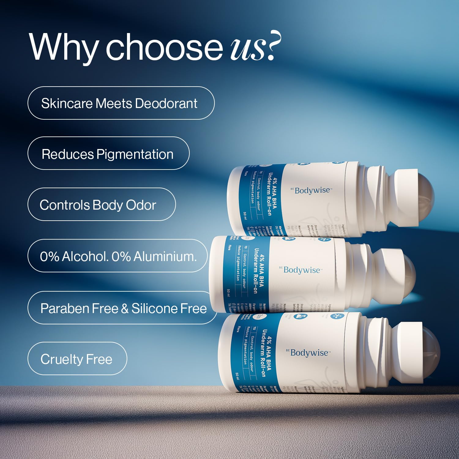 Be Bodywise Deodorant Roll On application ball enables smooth, mess-free use.