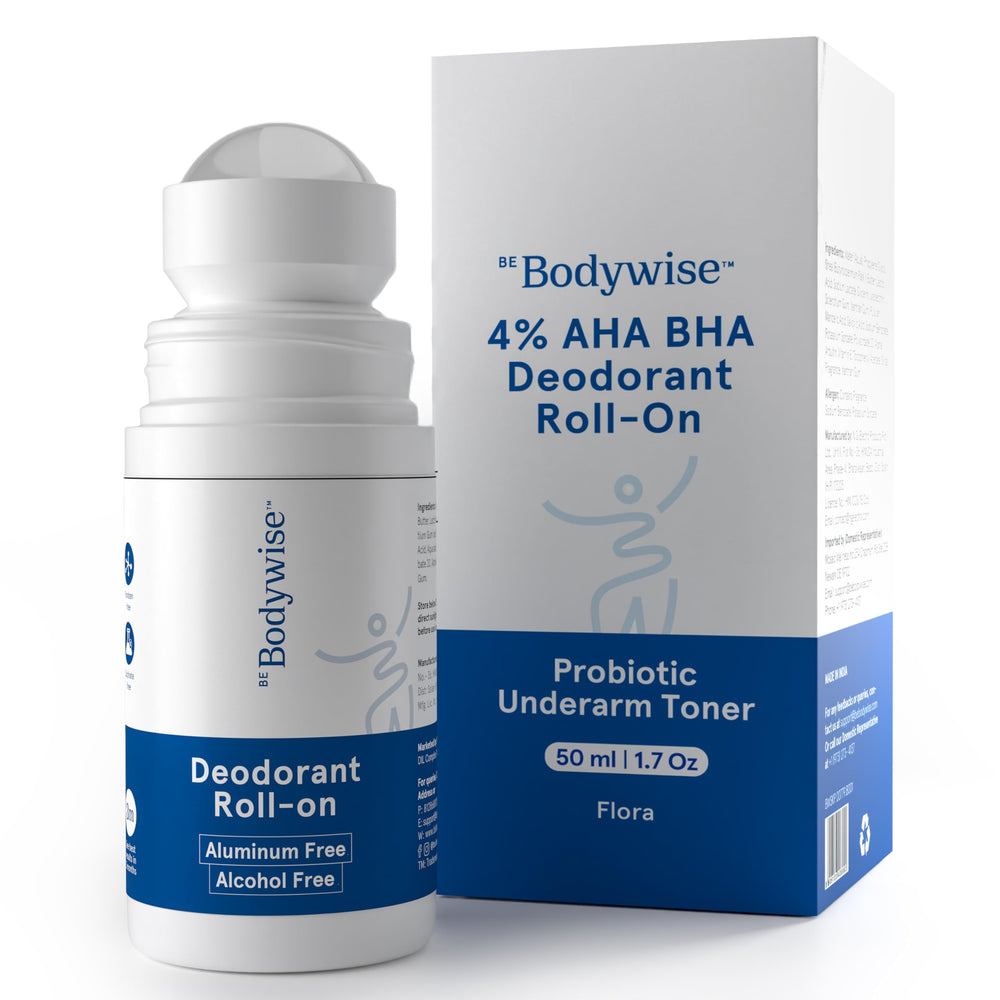 Be Bodywise Deodorant Roll On bottle shows floral scent for all-day freshness.