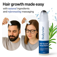 Be BodyWise rosemary serum roll-on application shows easy daily scalp care