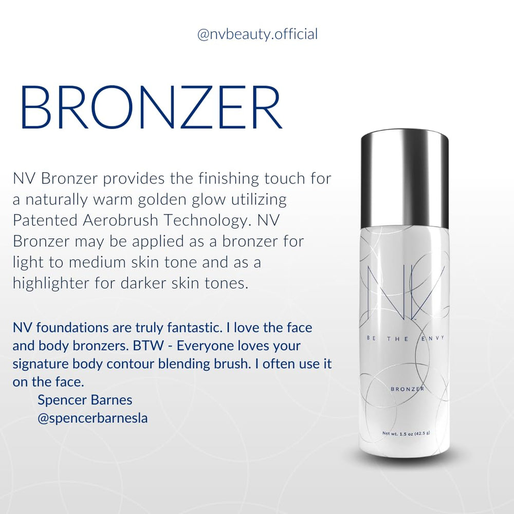 BE THE ENVY NV Perfecting Mist Bronzer on skin achieving an even, natural glow