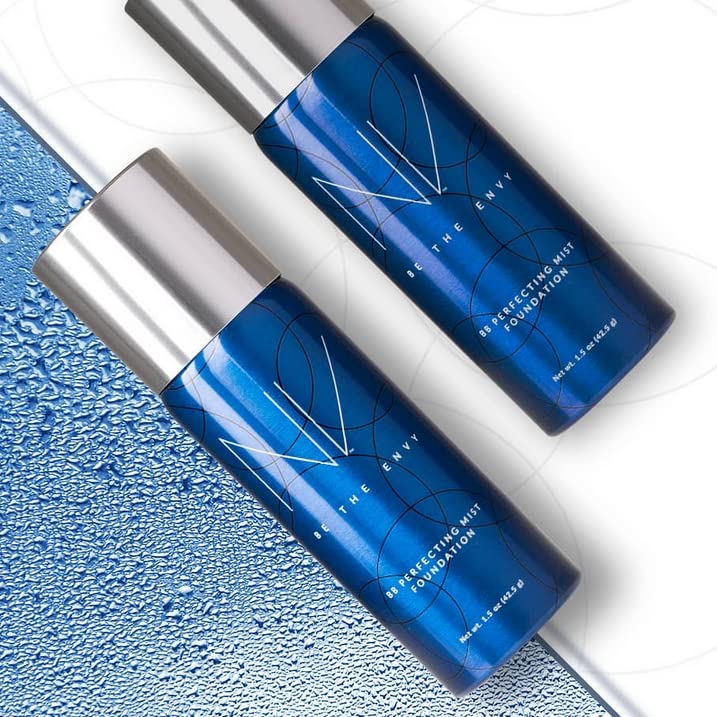 BE THE ENVY NV Perfecting Mist Foundation on skin shows natural finish