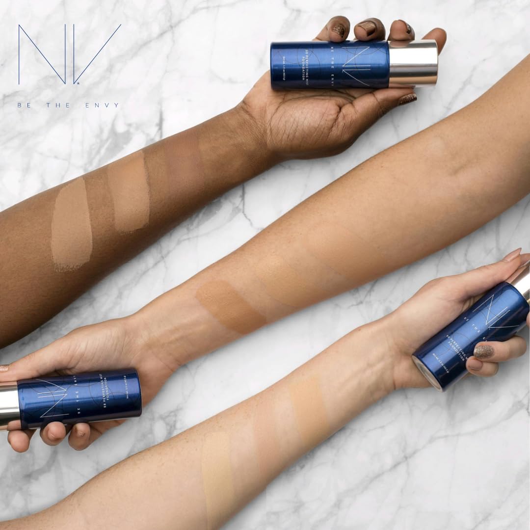 BE THE ENVY NV Perfecting Mist Foundation packaging emphasizes clean, oil-free formula