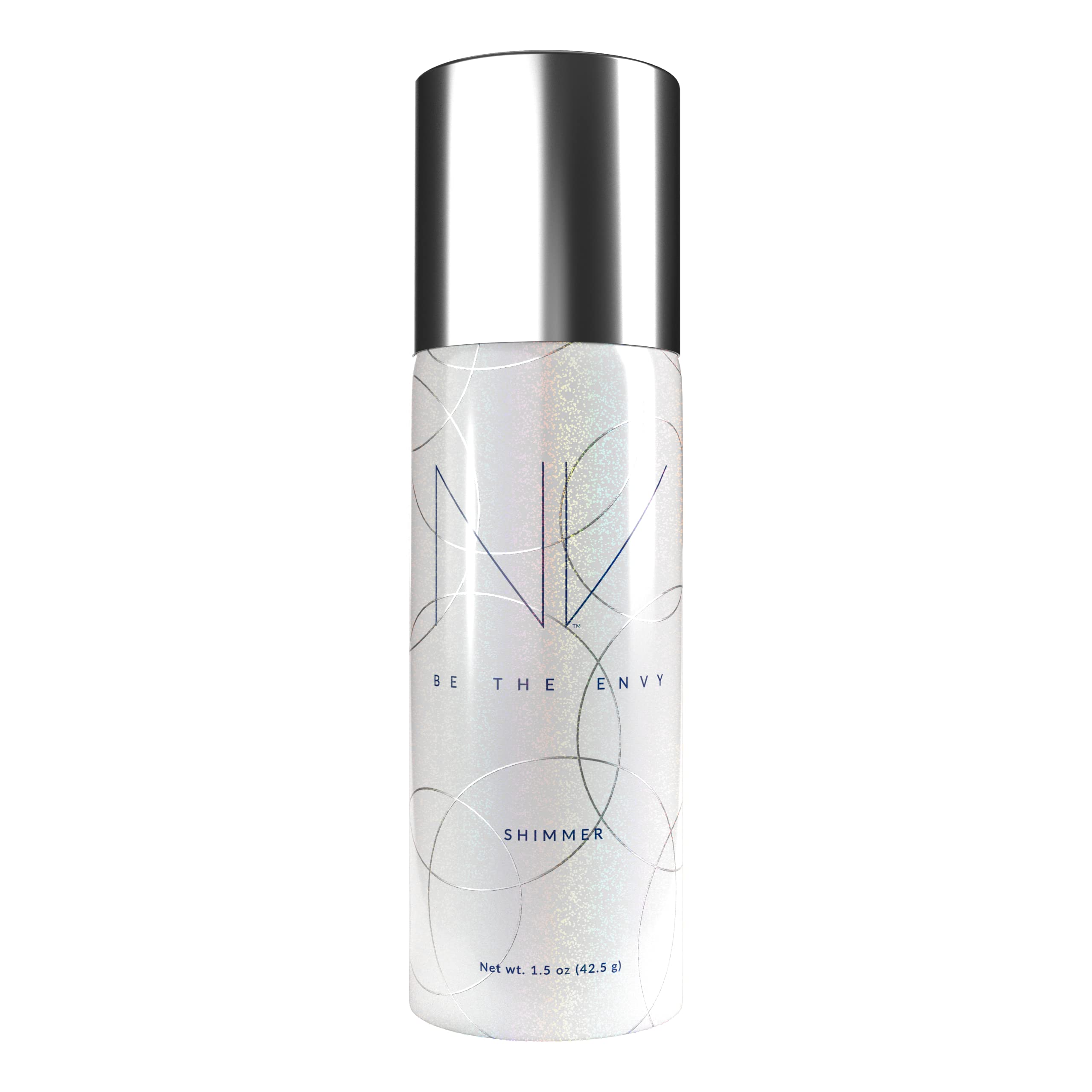 BE THE ENVY NV Perfecting Mist Shimmer bottle close-up highlighting a pearl glow for subtle radiance.