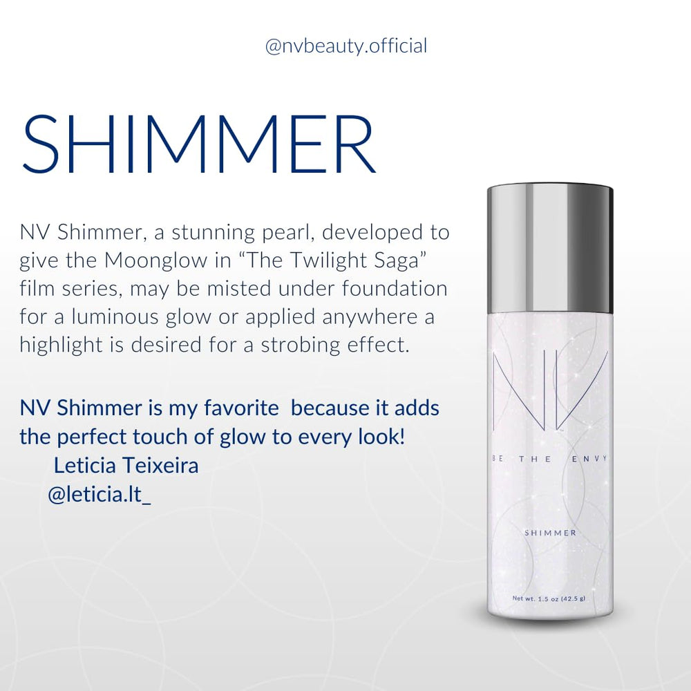 BE THE ENVY NV Perfecting Mist Shimmer fine mist dispersion over skin for a smooth finish.