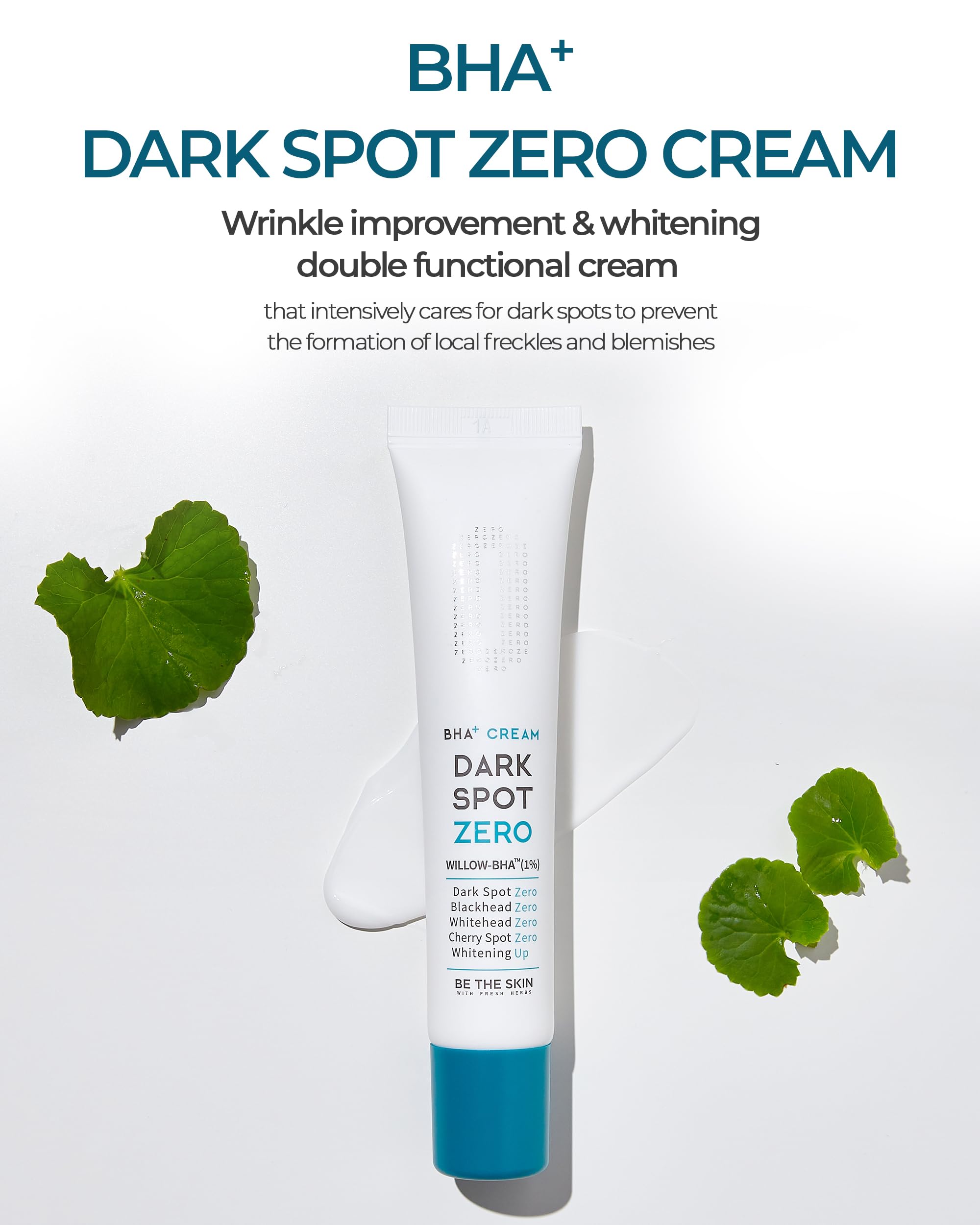 BE THE SKIN BHA+ cream texture close-up shows silky, hydrating feel.