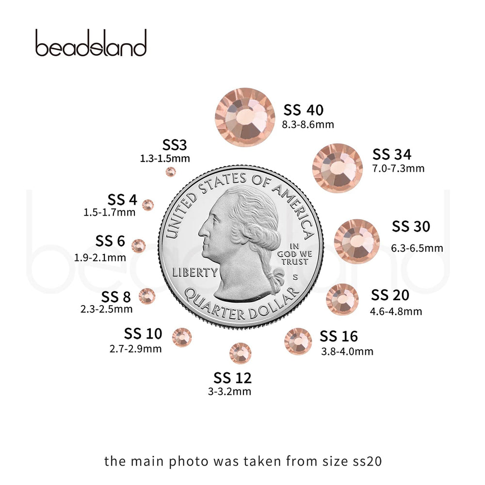 Beadsland champagne flat-back rhinestones for clothes; glamorous accents with glassy shine.