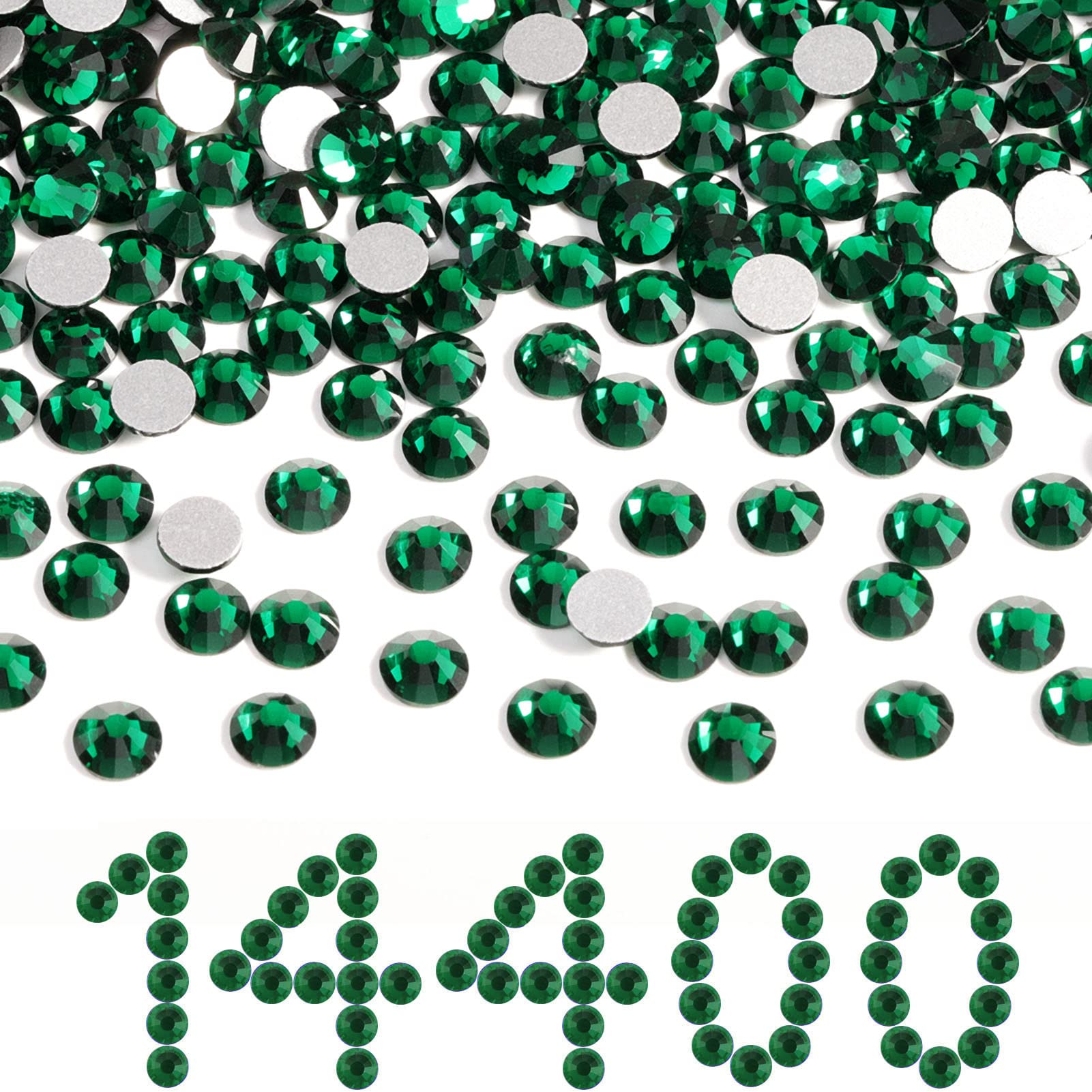 BEADSLAND emerald flatback rhinestones for nails and crafts sparkle.