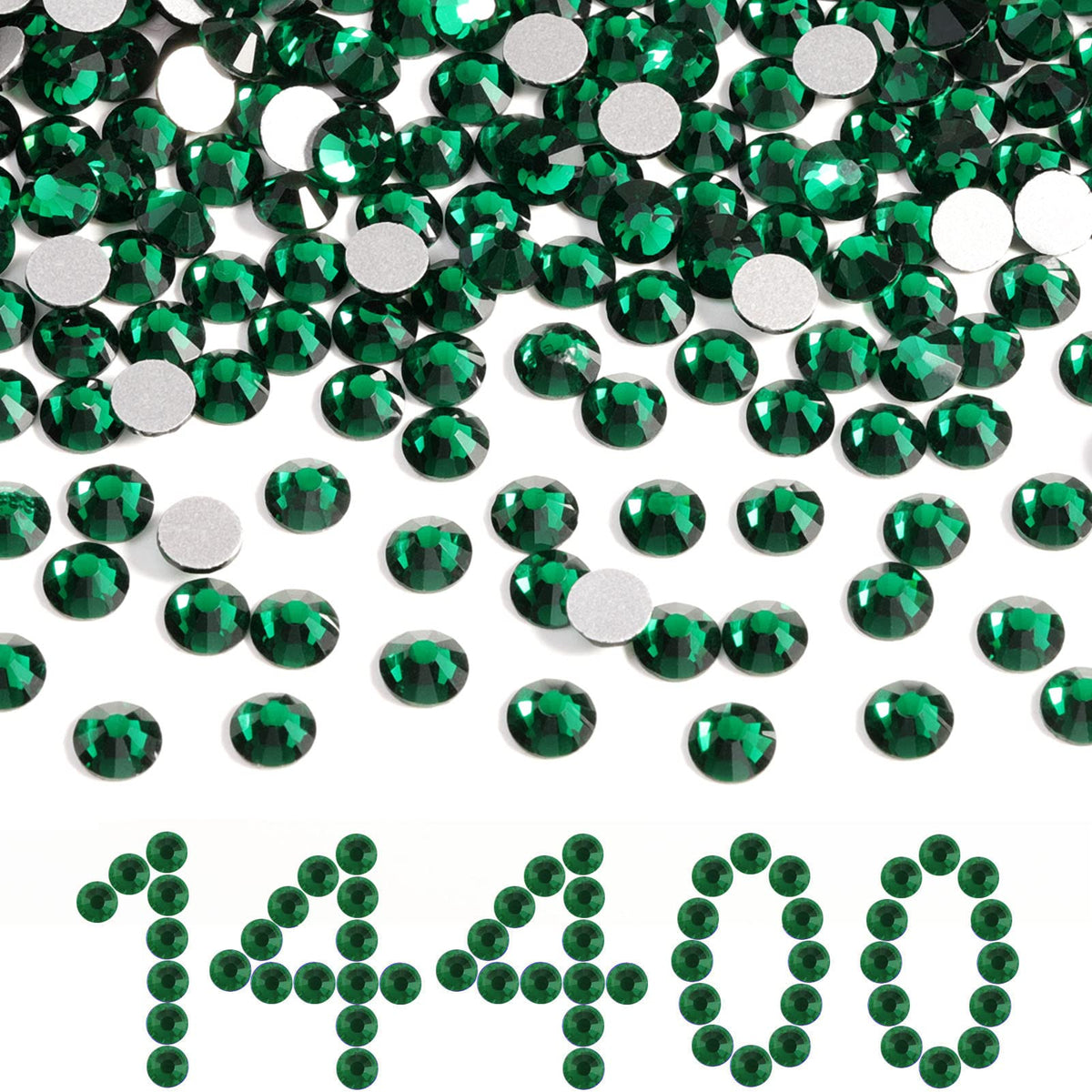 BEADSLAND emerald flatback rhinestones for nails and crafts sparkle.