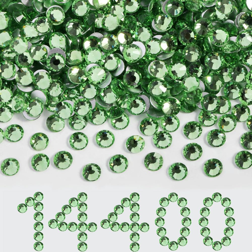 Beadsland flatback rhinestones for nails deliver vibrant light-green sparkle.