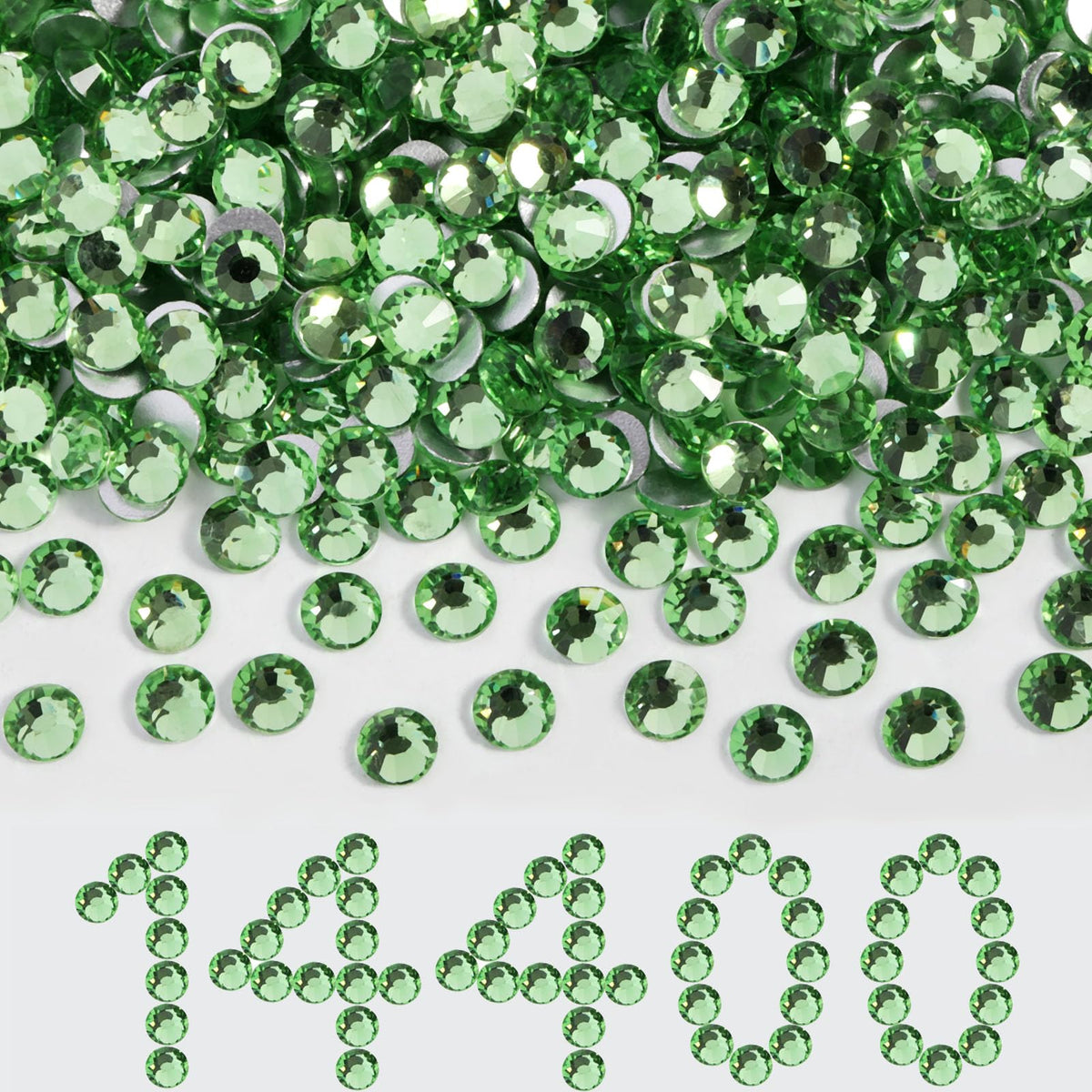 Beadsland flatback rhinestones for nails deliver vibrant light-green sparkle.