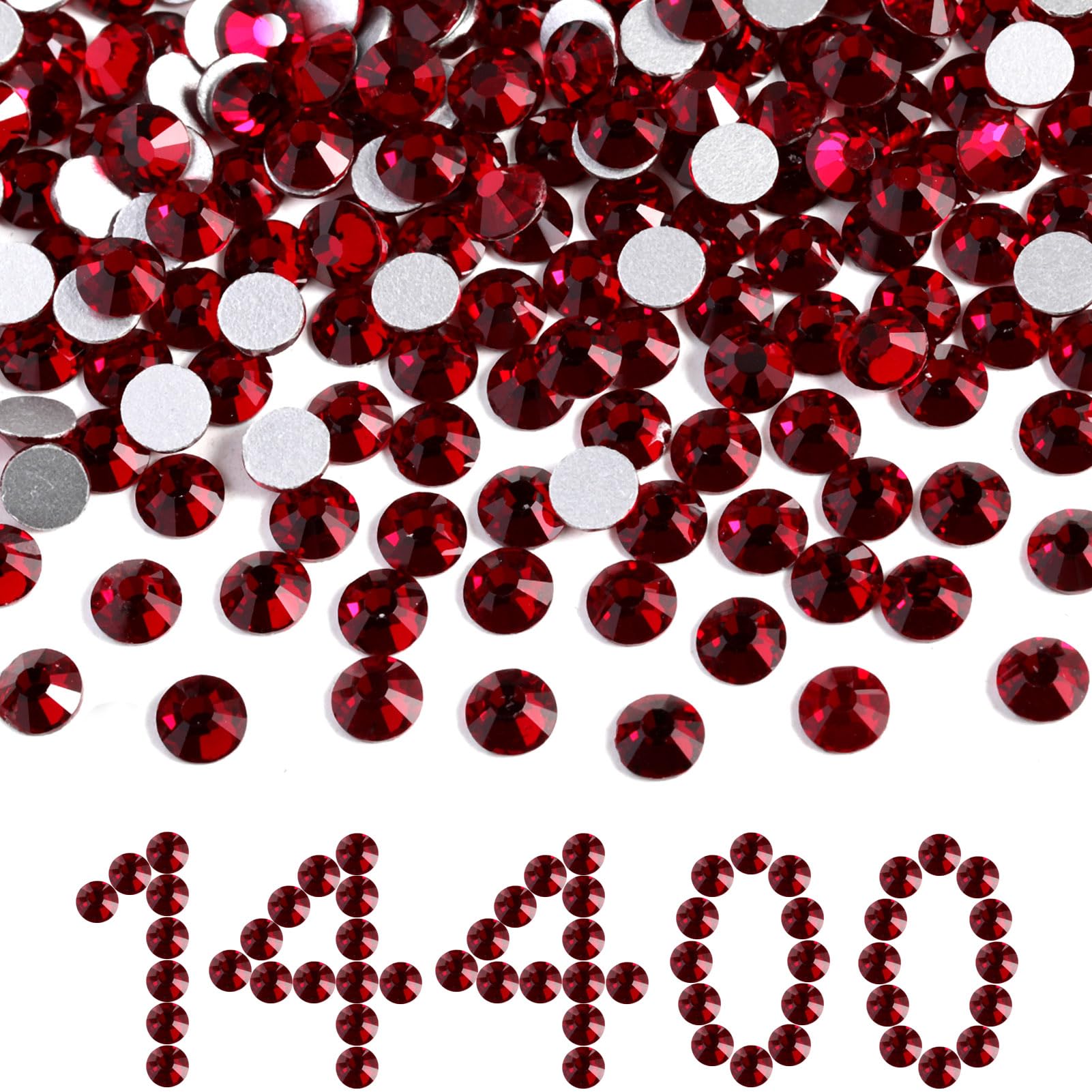 BEADSLAND flatback rhinestones in red Dark Siam for nails and crafts sparkle