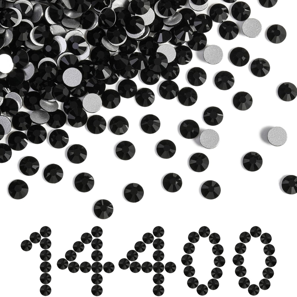 BEADSLAND flatback rhinestones bulk for nails and crafts, jet black shine