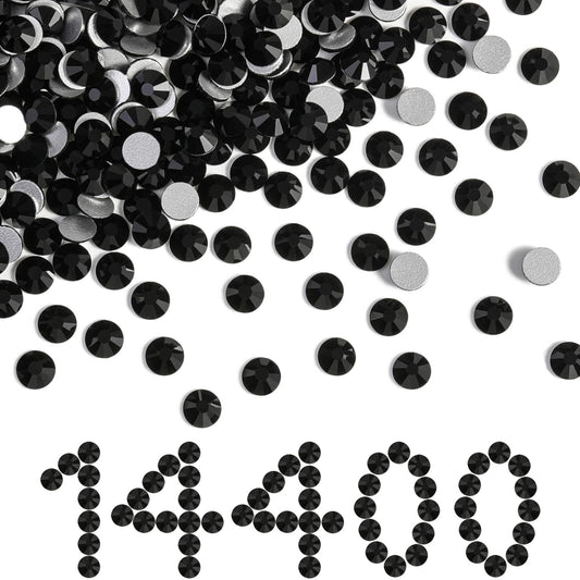BEADSLAND flatback rhinestones bulk for nails and crafts, jet black shine