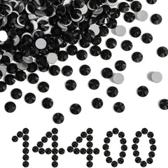 BEADSLAND flatback rhinestones bulk for nails and crafts, jet black shine
