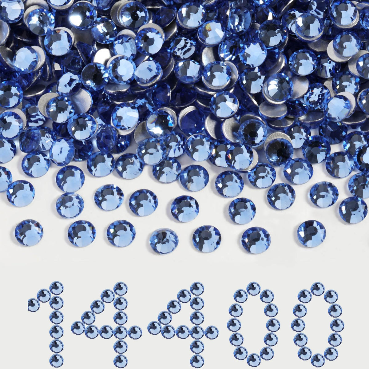 BEADSLAND flatback rhinestones bulk in light sapphire for nails and crafts