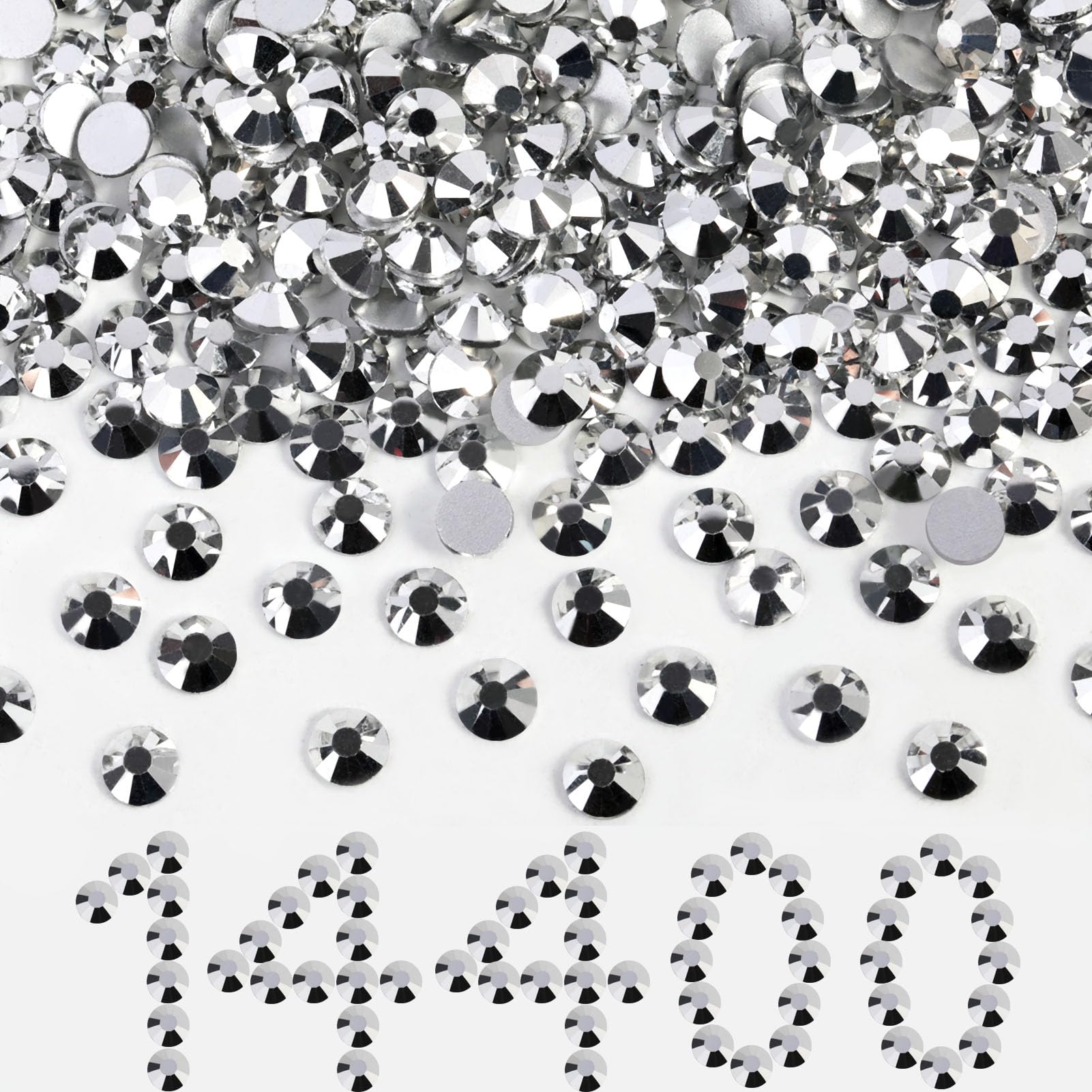Beadsland flatback rhinestones bulk SS10 2.7-2.9mm for nails and crafts.