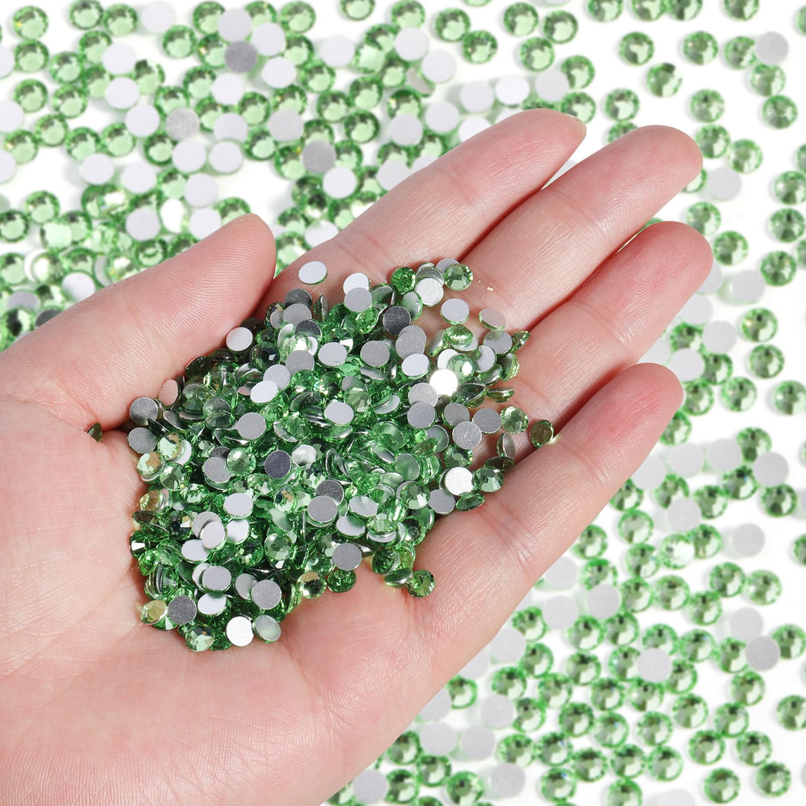 Beadsland green rhinestones for crafts add subtle shine to garments.