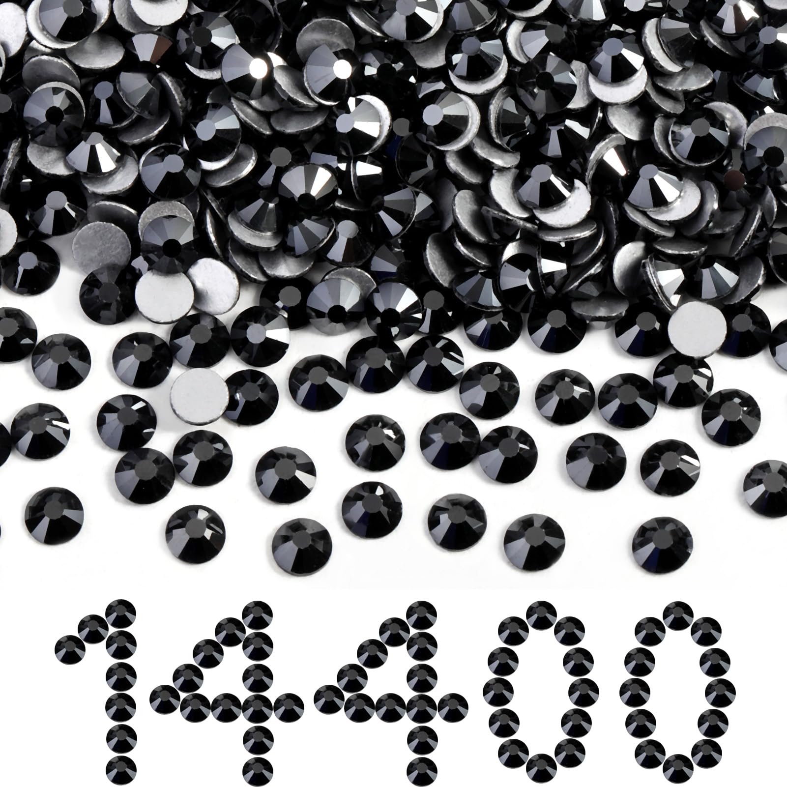 Beadsland jet hematite flatback rhinestones, 2.7–2.9 mm, for nails and crafts.