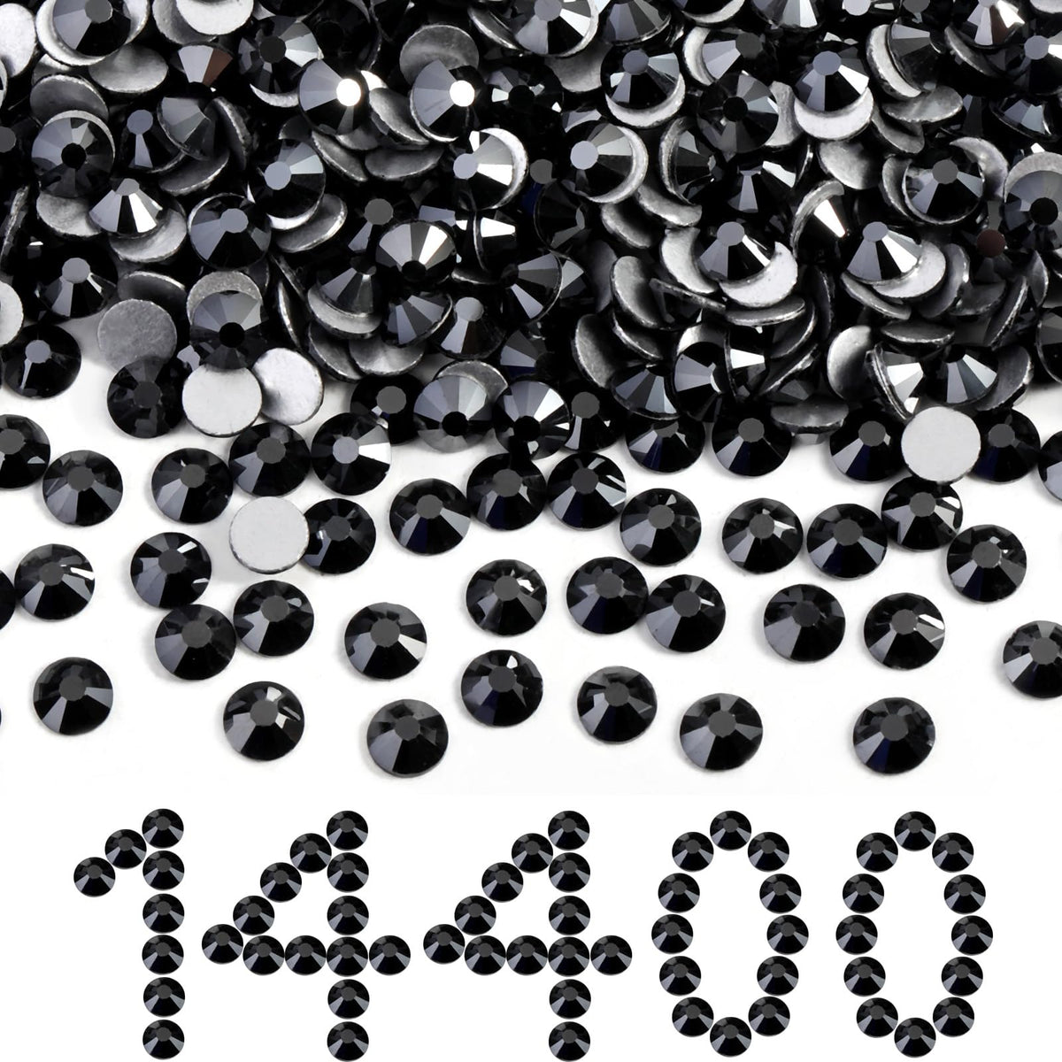 Beadsland jet hematite flatback rhinestones, 2.7–2.9 mm, for nails and crafts.