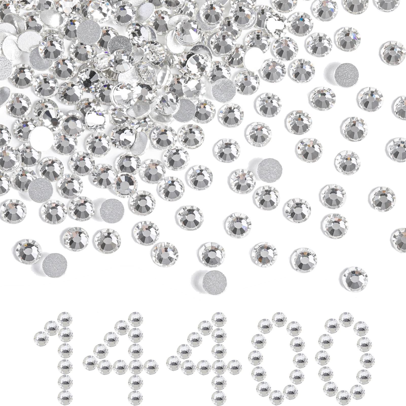 BEADSLAND flatback rhinestones SS8 crystal close-up for nails and crafts.