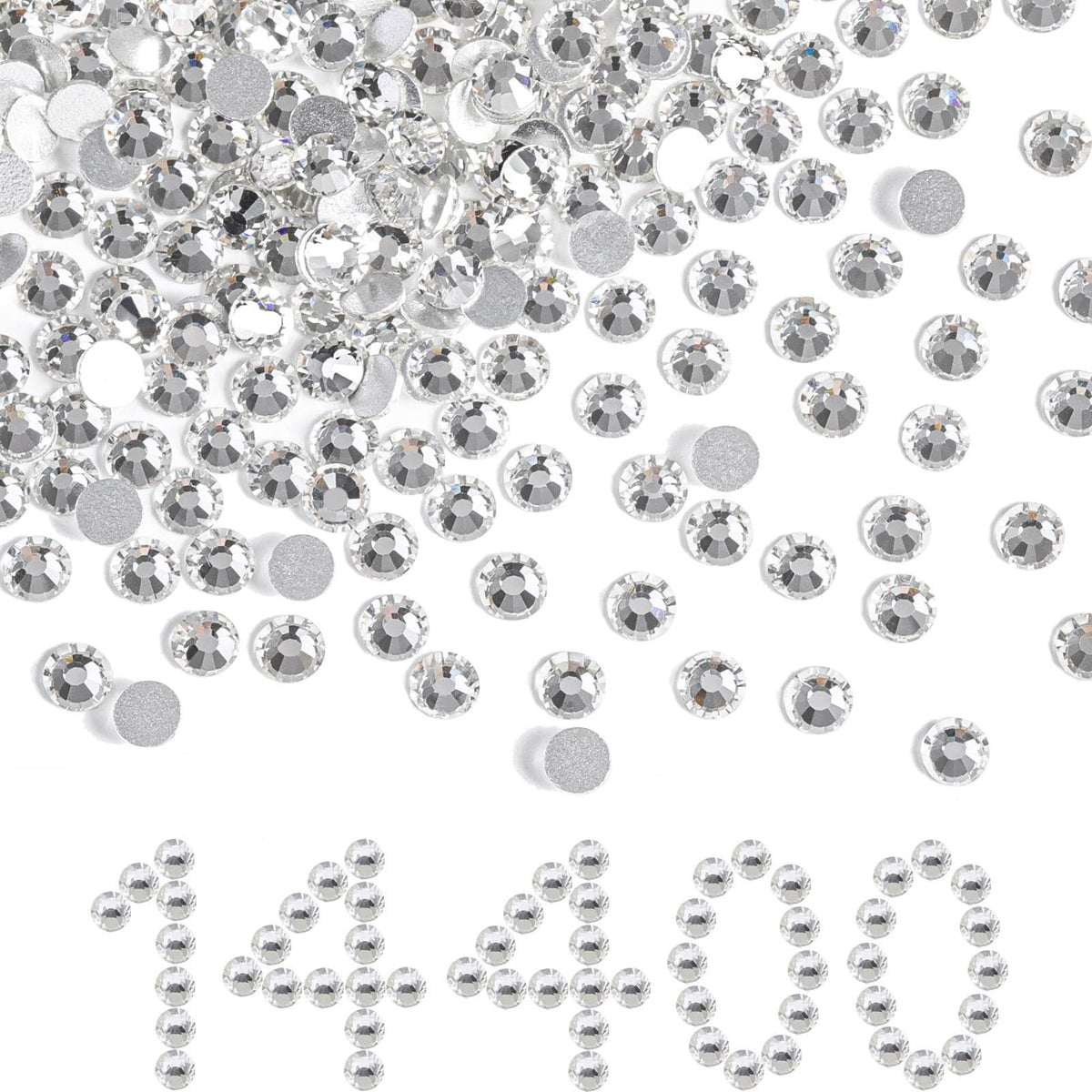 BEADSLAND flatback rhinestones SS8 crystal close-up for nails and crafts.