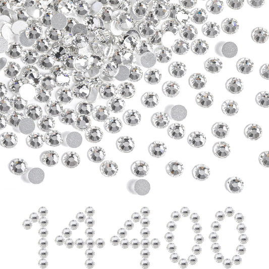 BEADSLAND flatback rhinestones SS8 crystal close-up for nails and crafts.