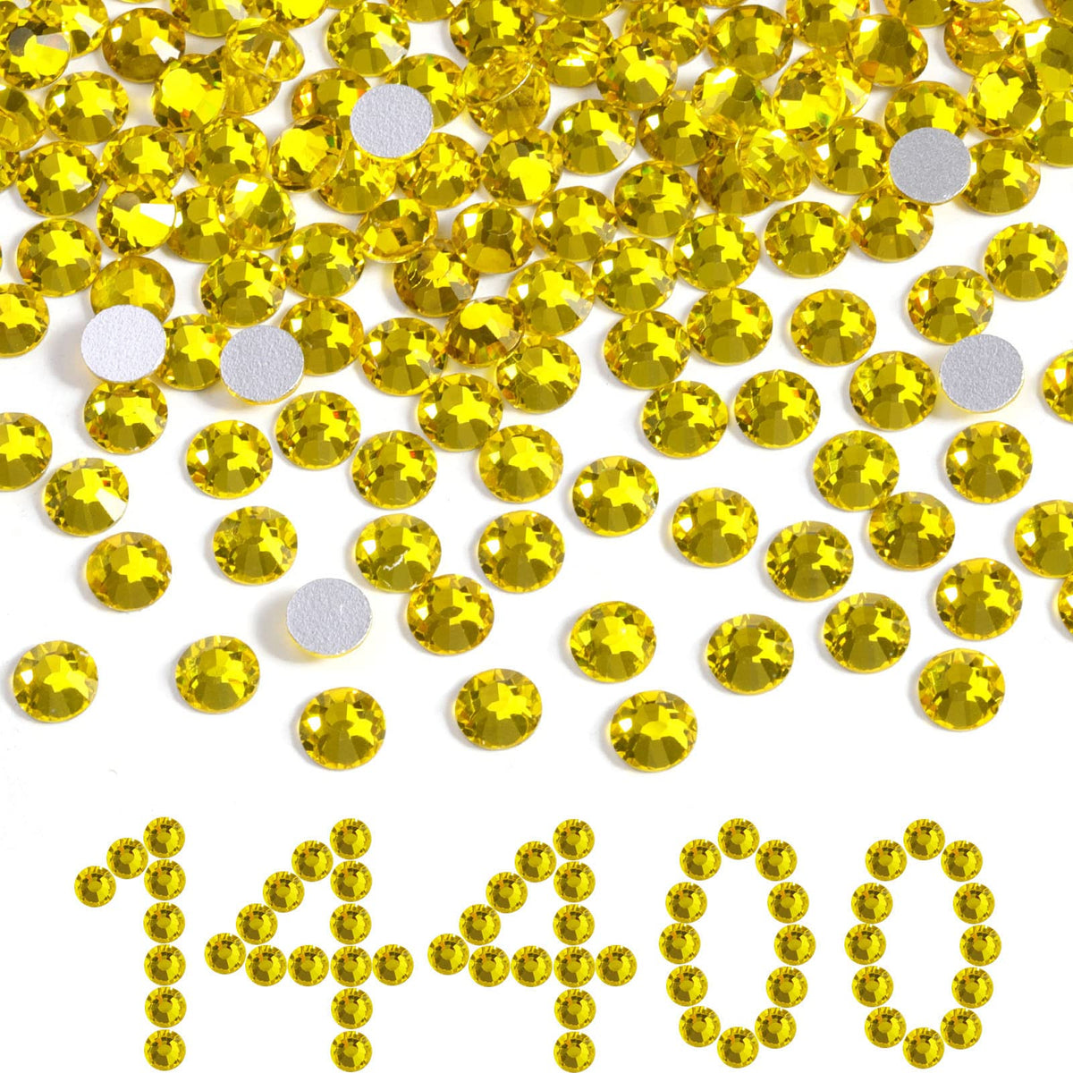 Beadsland lemon yellow flatback rhinestones for nails with bright sparkle