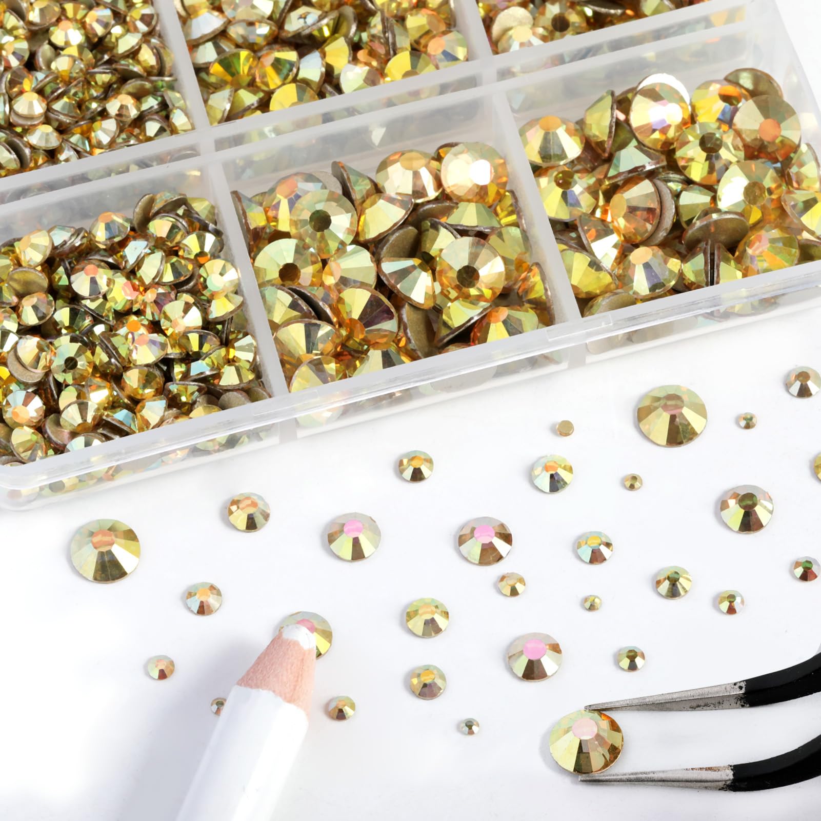 Beadsland gold rhinestones close-up highlighting sparkle for nail art