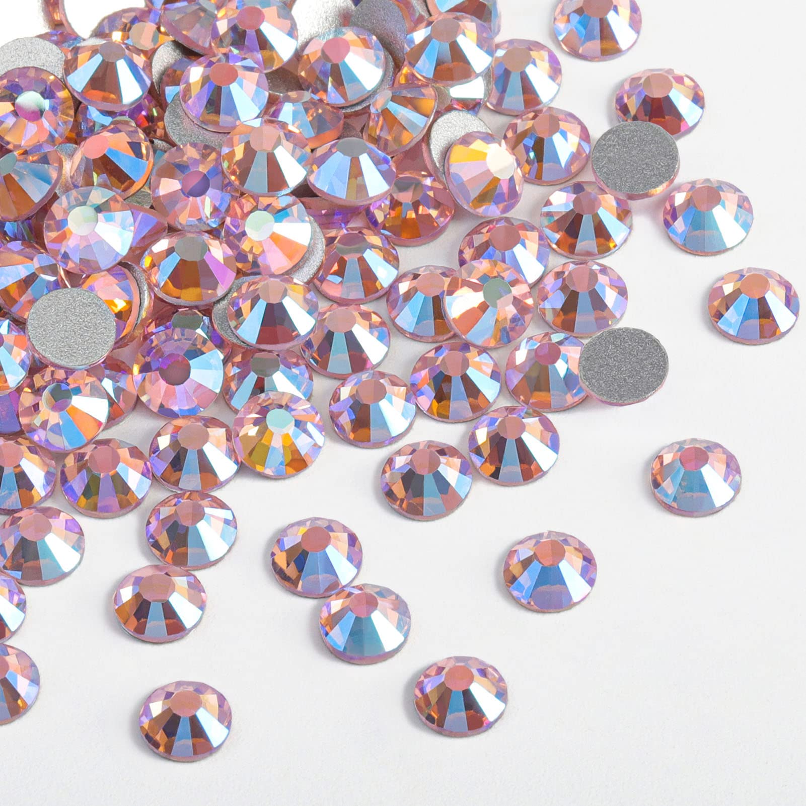 Beadsland light pink AB rhinestones SS30 flatback for nails and crafts
