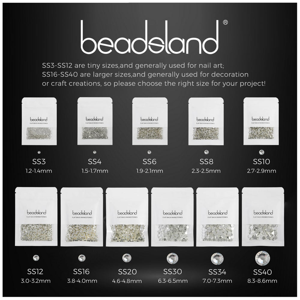 BEADSLAND non-hotfix rhinestones, glue-required for versatile surfaces.