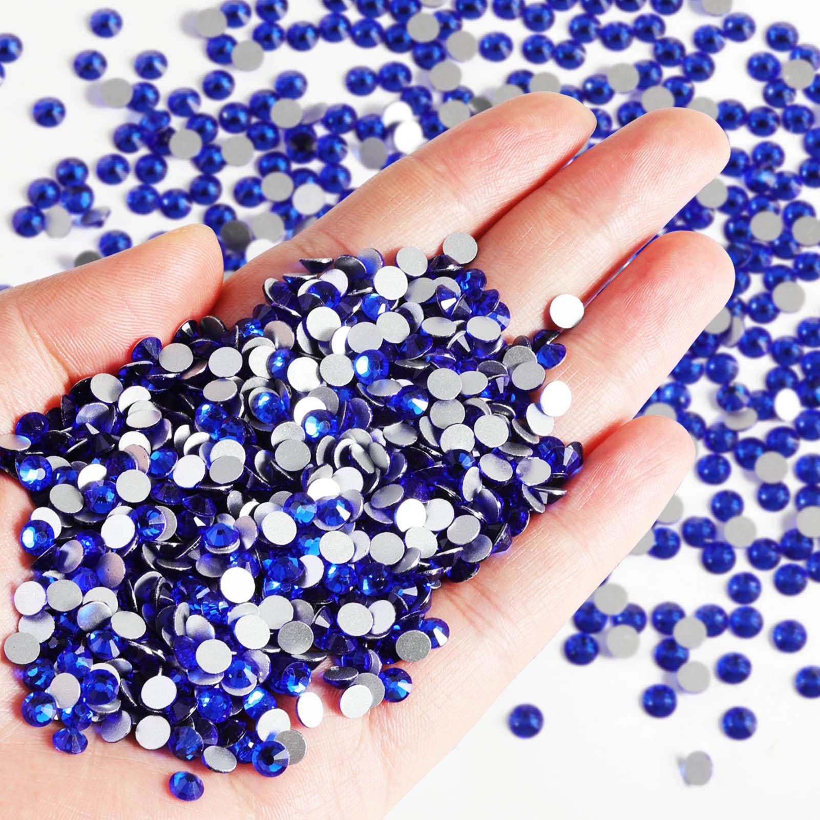BEADSLAND blue glass rhinestones enhance nail art, accessories, and apparel embellishments.